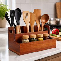 Estante de Almacenamiento de Madera de Dos Niveles de Primera Calidad, Organizador de Utensilios de Cocina y Especias para Encimera