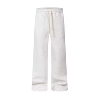 Pantalon de survêtement noir uni personnalisé avec logo, 100 % coton, taille élastique, coupe large, impression et broderie OEM