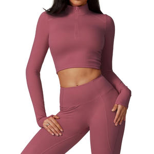 Disko Sport - Top de Yoga para Mujer, Manga Larga, Cierre de Cremallera de un Cuarto, Color Sólido, Secado Rápido, Ropa Deportiva DCX8796 - Product Image 3