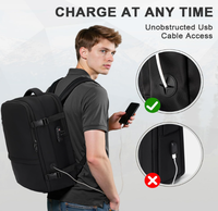 Sac à dos pour ordinateur portable de voyage et d'affaires, imperméable, durable, avec port USB, en polyester, antivol, avec fermeture à compression sous vide