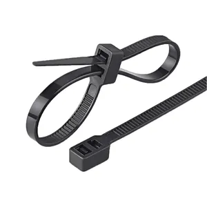 7,6 × 200 mm hochwertige selbstversiegelnde Kunststoff-Nylon-Siebzugband X83 Doppelkopf-Kabelbindungen