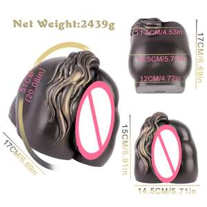 Masturbador Masculino con Forma <span class=keywords><strong>de</strong></span> Trasero <span class=keywords><strong>de</strong></span> Caballo Marrón, Copa Invertida, Doble Orificio Vaginal y Anal, Sensación Realista al Tacto, 100% - Product Image 3