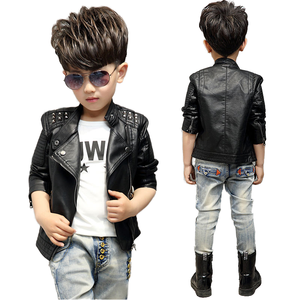 Chaqueta Casual de Cuero y Algodón para Niños LURI 2025, Otoño Invierno Primavera, con Cuello Alto y Detalles de Remaches, Abrigo Moderno y Elegante para Niños - Product Image 2