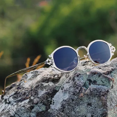 2022 Retro Rock Women Punk Shades Hip Hop Oval Glasses Steampunk Sunglasses Men Vintage