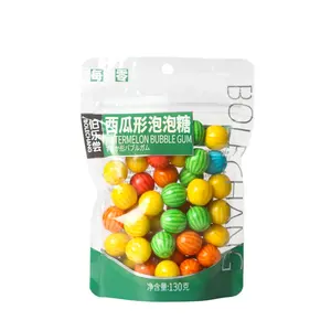 Wholesale 130g Chinese snacks watermelon fruit bubble gum healthy gummy candy exotic sweets sour sweet bubble gum