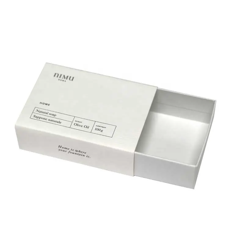 Paper drawer style slide open premium box packaging for soap and oil