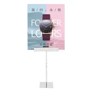 New shop show price label tag promotion sign adjustable height aluminium clip frame poster display floor stand