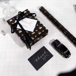 High Quality <b>Birthday</b> Black Gold Coated <b>Paper</b> Series Roll Bulk Wholesale Luxury Gift Packaging - Product Image 2