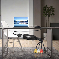 Tarjeta Capturadora de Audio y Video USB2.0 1080P RCA con Cable USB para Cámara, Laptop, TV, para Grabación VHS (Windows/Mac/Linux)