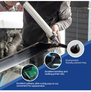 مانع تسرب سيليكون بولي يوريثان أسود 600 مل على شكل سجق لاصق لزجاج السيارة الأمامي وهيكل السيارة والحافلات - Product Image 3