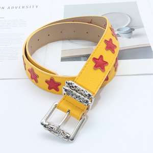 Nouvelle ceinture tendance style punk avec écussons étoiles, ceinture vintage en cuir PU Y2K pour hommes et femmes avec boucle à double ardillon pour jeans - Product Image 5