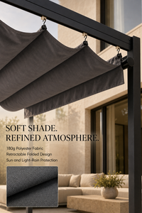 Pérgola de Acero Ajustable Manualmente de 3x3m, Estructura de 60x60mm, Toldo Retráctil Tipo Romano, Protección Solar para Jardín, Villa, Resort, Área Comercial - Product Image 3