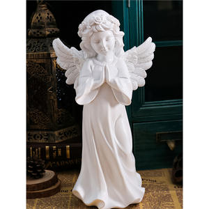Figurine d'ange rétro européenne en résine, petite sculpture d'ange fille, décoration de bureau, décoration de la maison, cadeau de Noël, artisanat artistique - Product Image 3
