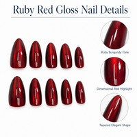 Faux ongles à presser T1065 Kaixin Cherries Red Central Ellipse, rouge profond, pour usage intérieur, fournitures pour ongles