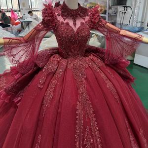 Vestidos de Quinceañera Jxs10 Color Borgoña Brillante, Vestidos de 15 Años, Mangas Abullonadas Sexys, Vestido de Novia con Apliques, Jancember - Product Image 6