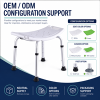 Tabouret de douche en alliage d'aluminium Simplywalk, capacité de charge élevée 136 kg / 150 kg, version personnalisée, fabricant certifié ISO 13485