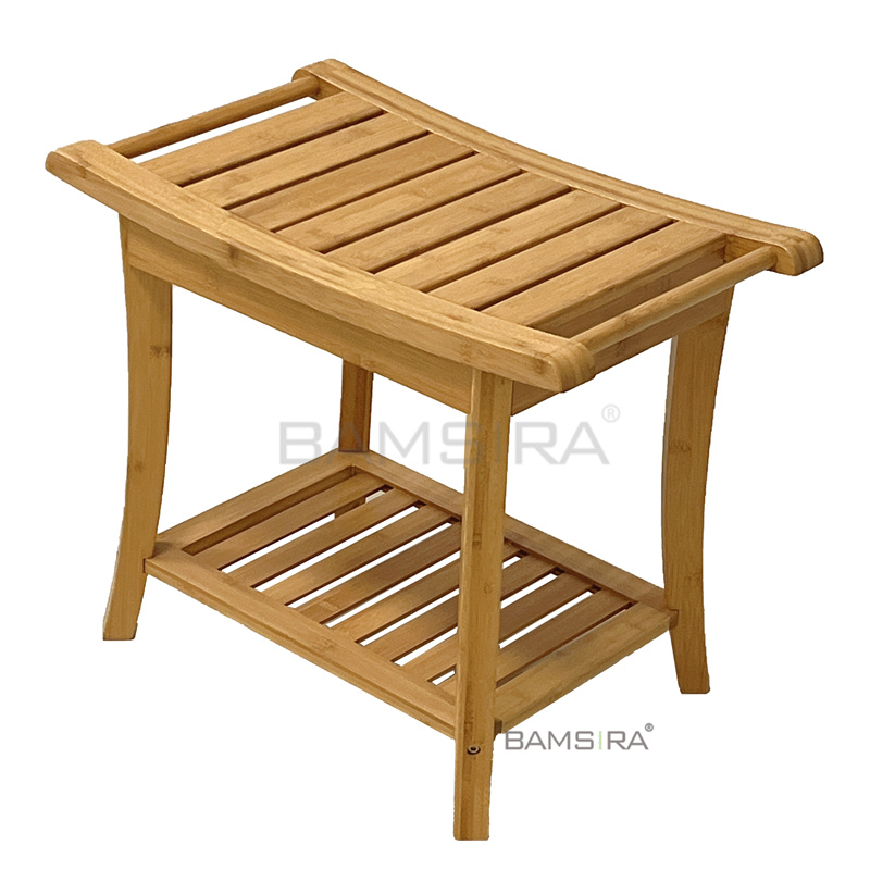Бамбуковый водонепроницаемый стул для душа с полкой для хранения, деревянный органайзер для ванны и спа, стул, идеально подходит для дома
