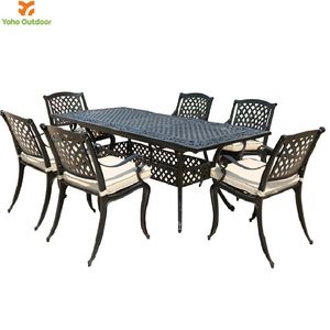 YOHO moderno al aire libre mesa de comedor silla conjunto 206/162cm extensible de aluminio fundido duradero Patio muebles para sala de estar de Metal - Product Image 4