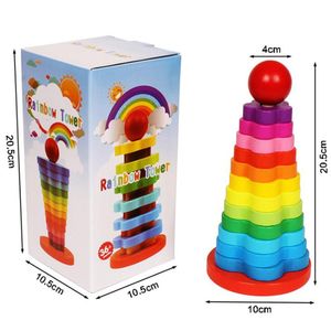 Juguete de Madera para Apilar Anillos, Juego de Reconocimiento de Colores, Torre de Arcoíris de Madera para Niños Pequeños - Product Image 4