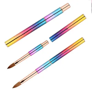 Best Quality Custom Logo 3 color Holographic Parts Nail Brush 100% Pure Kolinsky Hair Acrylic Nail Art Brush