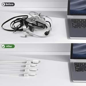 플라스틱 코드 홀더 화이트 <span class=keywords><strong>3</strong></span>팩 + 블랙 <span class=keywords><strong>3</strong></span>팩 자석 및 접착 클립 책상 주방 자동차 벽 사무실-투명 화이트 - Product Image 2