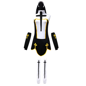 Disfraz de Monja para Mujer Adulta, Negro y Blanco, de Poliéster, para Juego de Roles, Halloween, Actuación en Escenario, con Diseño de Cruz - Product Image 3