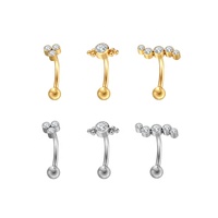 Vente en gros de barres transparentes en titane G23 ASTM F136 pour piercing de sourcil avec boule CZ pour femme