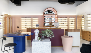 เครื่องประดับร้านแว่นตาสไตล์สีชมพูไฟ LED สำหรับตกแต่งร้านแว่นตาการออกแบบตกแต่งภายในตู้โชว์แว่นตาเฟอร์นิเจอร์ - Product Image 3