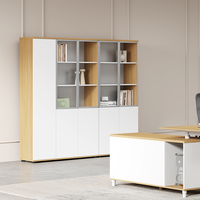 Armoire de rangement de fichiers en bois, classique et moderne, avec cadre en aluminium, finition mélamine élégante pour le bureau, l'école et l'atelier.