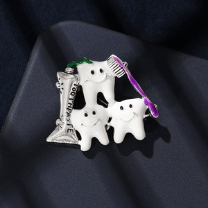 Creative Unique Funny White <strong>Teeth</strong> Brooch Versatile Accessory for <strong>Jewelry</strong> Bags Coats Popular Toothbrush Toothpaste - Product Image 1
