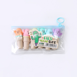Lot de 6 surligneurs mignons à motifs de dessins animés, pointe oblique, avec étui portable à fermeture éclair, marqueurs pastel pour enfants, étudiants et journalisation - Product Image 5