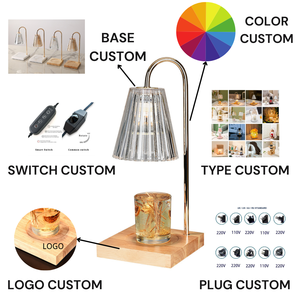 Brûleur à Cire Fondante Électrique Sans Fumée en Bois et Métal, Lampe Chauffe-Cire Parfumée à Changement de Couleur, Minuteur Réglable, USB - Product Image 2