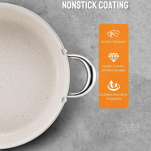 Olla Holandesa de Alta Calidad de 6 Qt con Tapa de Vidrio, Revestimiento Cerámico Antiadherente, Apta para Lavavajillas, Asas de Acero Inoxidable para Cocina de Gas - Product Image 4