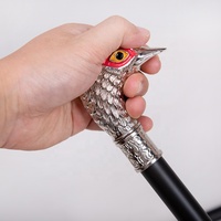 Tête d'oiseau doré oeil rouge mode bâton de marche décoratif Vampire Cospaly fête canne de marche Halloween baguette