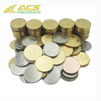 Assortiment de jetons de jeu d'arcade ACS en laiton, argent et cuivre avec langues espagnole et anglaise pour équipement de divertissement