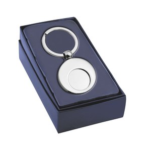 Portachiavi Rotondo con Moneta per Carrello, Anello Portachiavi in Metallo con Finitura Argento - Product Image 3