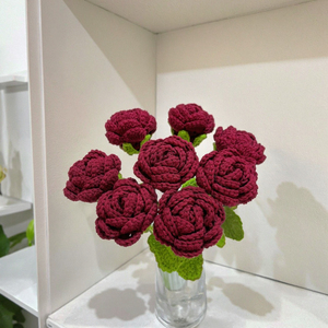 Ramo de Flores Tejido a Mano de Lana para Regalo de San Valentín o Boda, Ramo de Rosas de Ganchillo - Product Image 3