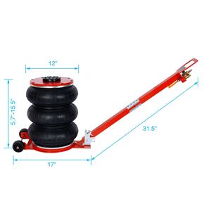 DB 5T Triple Bag Air Jack Pneumatic Jack with 3ton Capacity 11000lbs Lifting Easy-Collapsing Terrain Red Color - Product Image 2