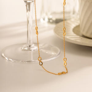 Nouveaux bijoux fins croix <span class=keywords><strong>signe</strong></span> Rolo chaîne <span class=keywords><strong>Bracelet</strong></span> en acier inoxydable plaqué or 18 carats étanche symbole <span class=keywords><strong>infini</strong></span> collier <span class=keywords><strong>Bracelet</strong></span> ensemble - Product Image 4