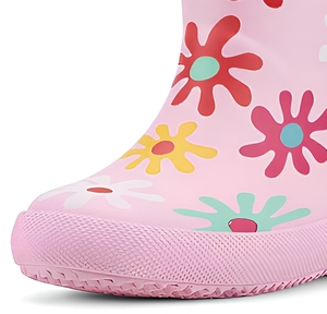 Stivali da <span class=keywords><strong>pioggia</strong></span> classici alti fino al ginocchio per <span class=keywords><strong>bambina</strong></span>, in gomma, con stampa floreale multicolore rosa, taglia 8 per bambini piccoli - Product Image 4