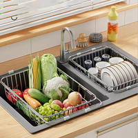 Égouttoir à vaisselle réglable en acier inoxydable, égouttoir à fruits extensible pour la cuisine