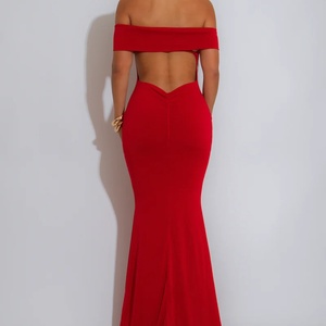 Robe longue sirène rouge pour femme, épaules dénudées, nouvelle collection 2026, robe de soirée moulante, service OEM ODM personnalisé - Product Image 2