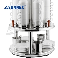 Distributeur de tasses rotatif Sunnex en acier inoxydable, distributeur de tasses à café pour buffet