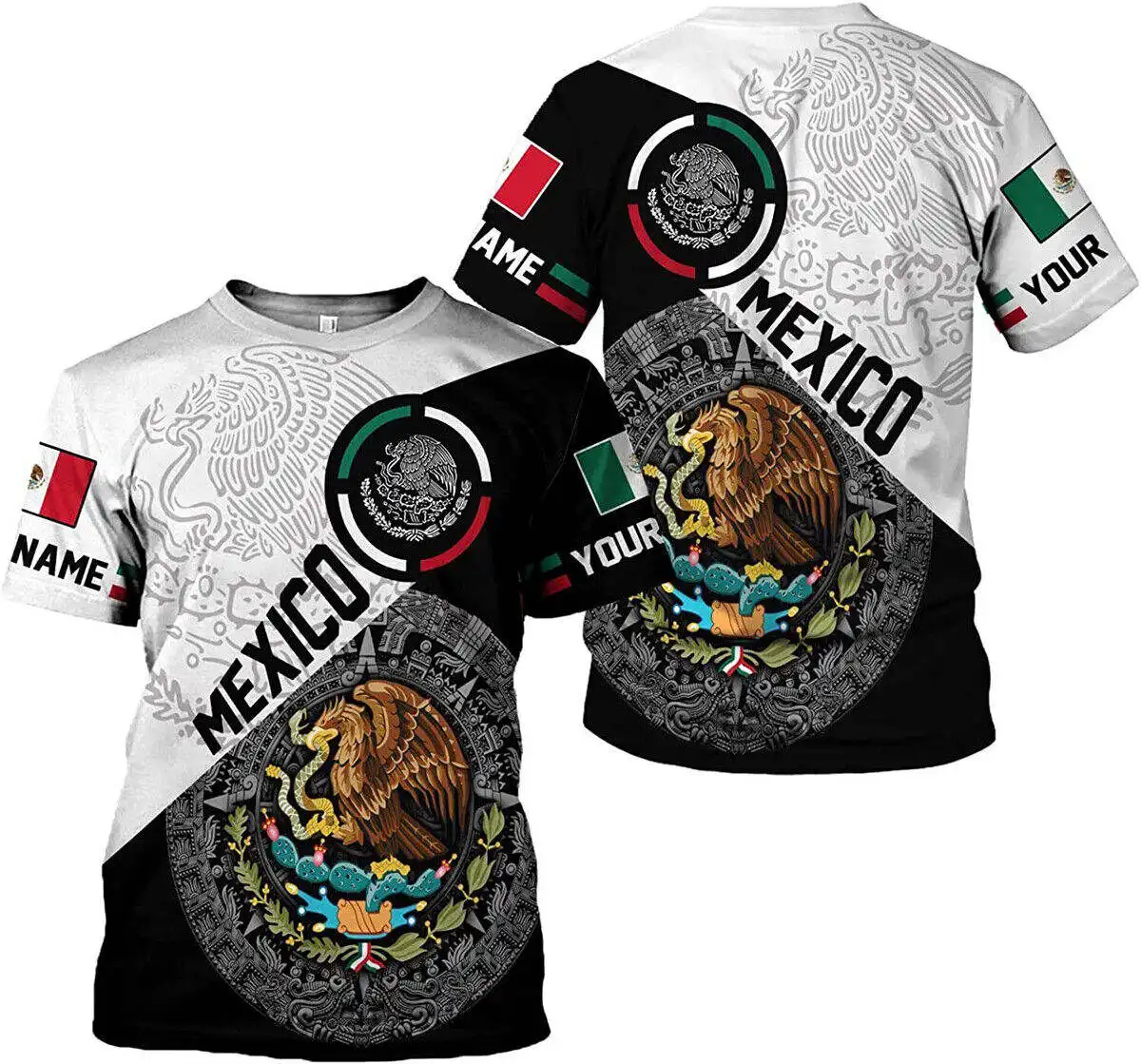 Productos populares Bandera de México Camisetas de hombre Fábrica al por mayor Elástico Unisex Casual Gimnasio Camiseta personalizada Ropa de fitness de secado rápido