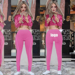 Ensemble de vêtements de sport deux pièces personnalisés pour femmes Sweat-shirt à fermeture éclair à manches longues et joggeurs avec motif solide Skinny Gym Outfits - Product Image 3