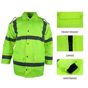 Chaqueta reflectante de seguridad de poliéster del mejor diseño al por mayor Chaleco de trabajo de seguridad impermeable transpirable con características reflectantes - Product Image 3