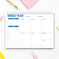Planificateur Quotidien à Double Spirale – Agenda Hebdomadaire Anglais pour la Gestion du Temps, Liste de Tâches, Organiseur de Planification, Manuel de Productivité – Cadeau Chine