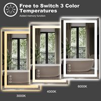Miroirs intelligents Bluetooth à interrupteur tactile rectangulaire moderne Miroir de salle de bain LED anti-buée argenté étanche Ip44 de 5mm avec lumière