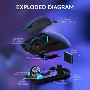 <span class=keywords><strong>Ratón</strong></span> para Juegos ATTACK SHARK X11 con Base de Carga Magnética, Sensor para Juegos PixArt PAW3311, Inalámbrico BT/2.4G/Con Cable, Ultraligero de 63 g - Product Image 6