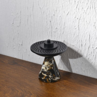 Brûleur d'encens Mubkhar en marbre noir avec couvercle en métal noir pour Ramadan, Eid, décoration arabe pour la maison, Majlis Oud, parfum de luxe, décoration d'intérieur